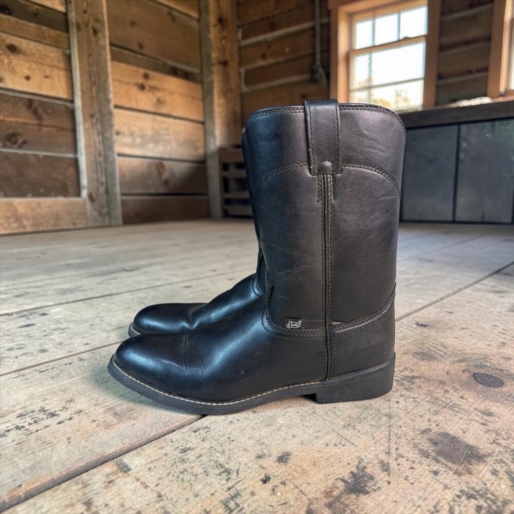 Justin Basics Men’s Black Roper Boots JB3000 Size 10 D